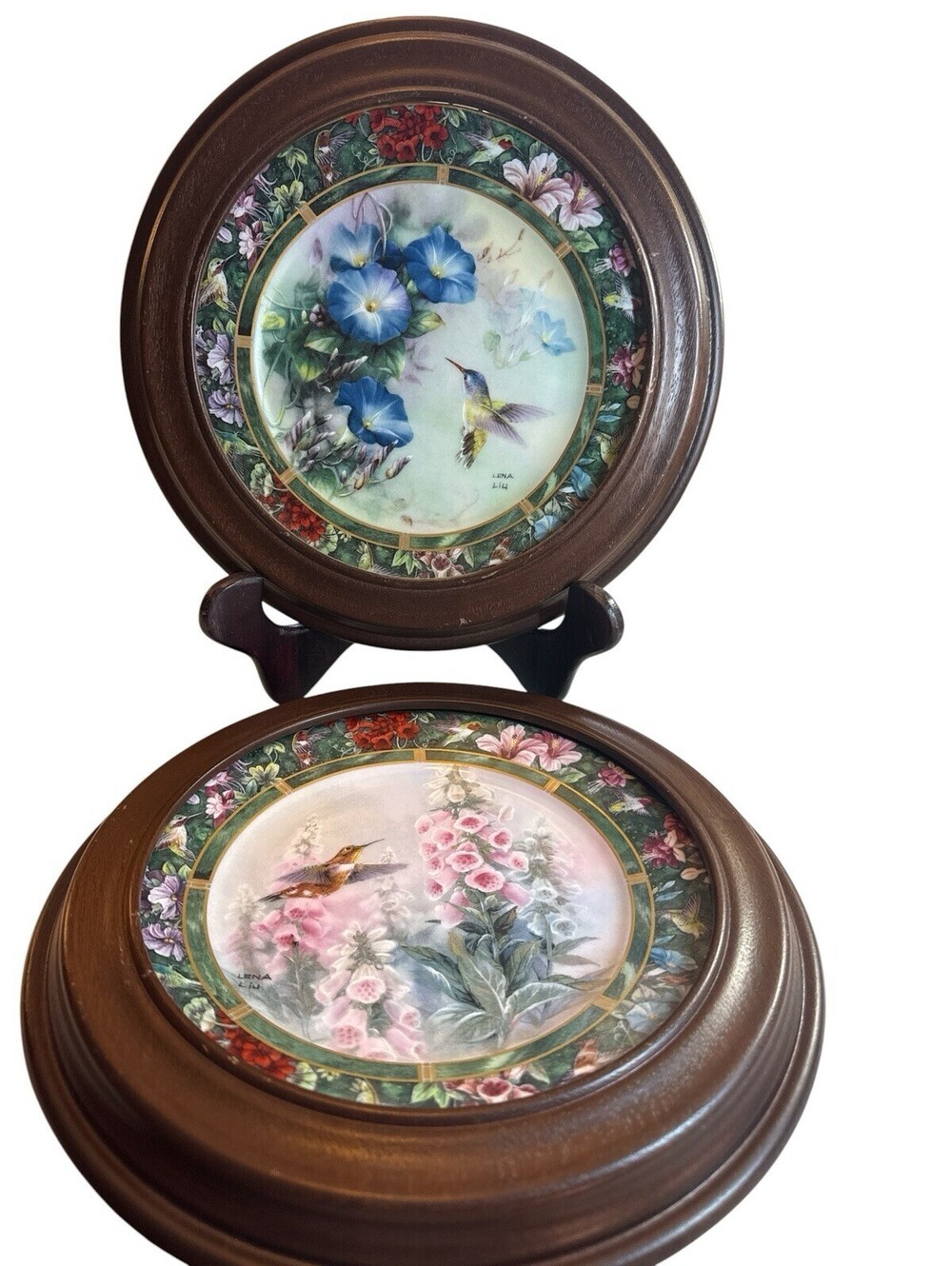 Lena Liu Hummingbird Plates 8" Set of 2 The Rufous & Violet-Crowned Hummingbirds